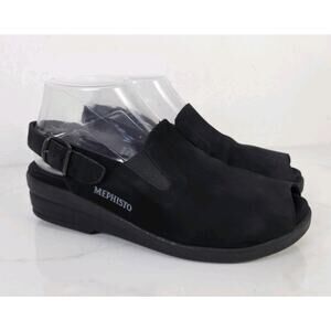 Mephisto Slingback Nubuck Sandals Black Shock Absorbing Shoe Sz 38 US 8